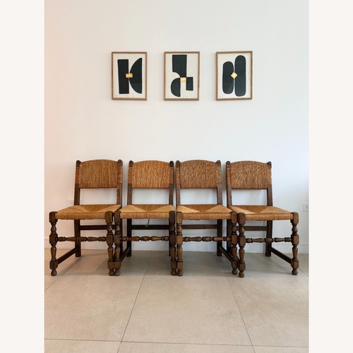 Used 4 Vintage French Rush Dining Chairs - 1940s for sale on AptDeco