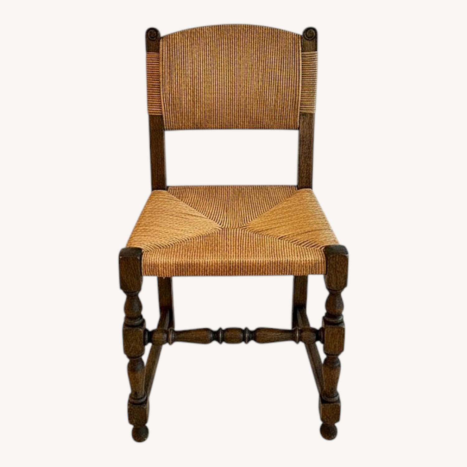 4 Vintage French Rush Dining Chairs - 1940s - image-0