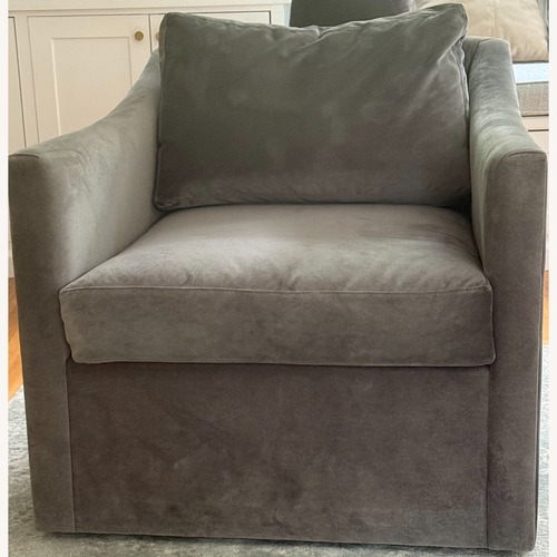Used Restoration Hardware Oliver Light Gray Velvet Armchair for sale on AptDeco