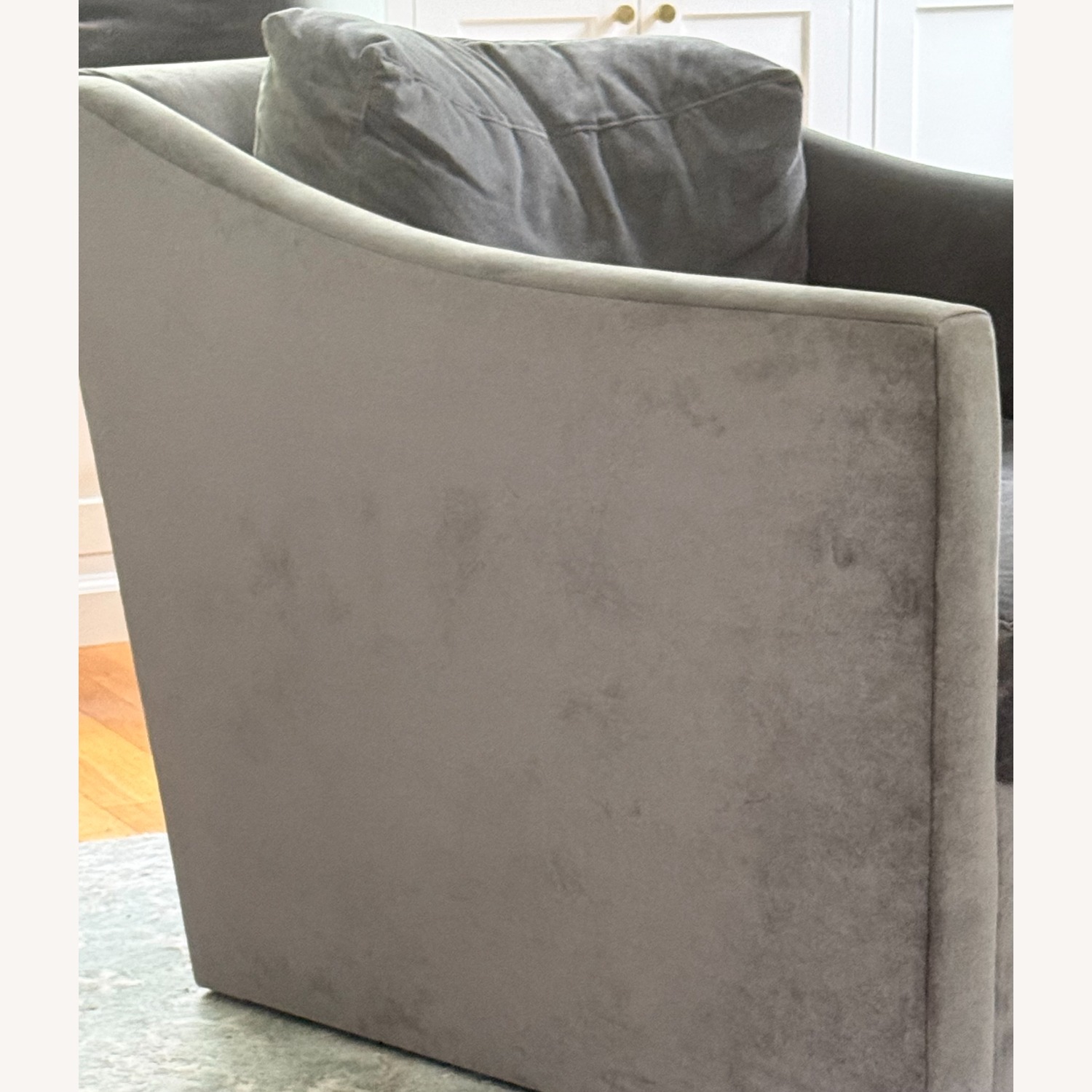 Restoration Hardware Oliver Light Gray Velvet Armchair - image-3