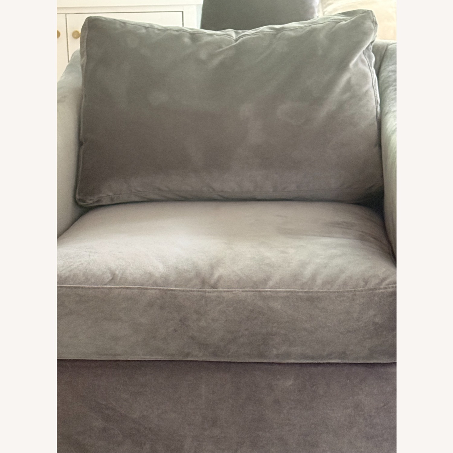 Restoration Hardware Oliver Light Gray Velvet Armchair - image-2