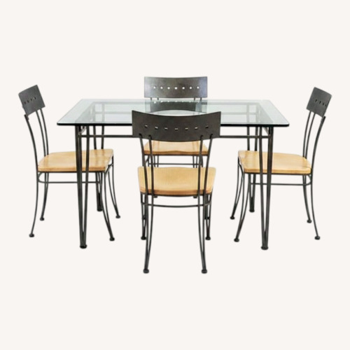 Used Glass Dining Set With 6 Chairs - Wood and Metal for sale on AptDeco