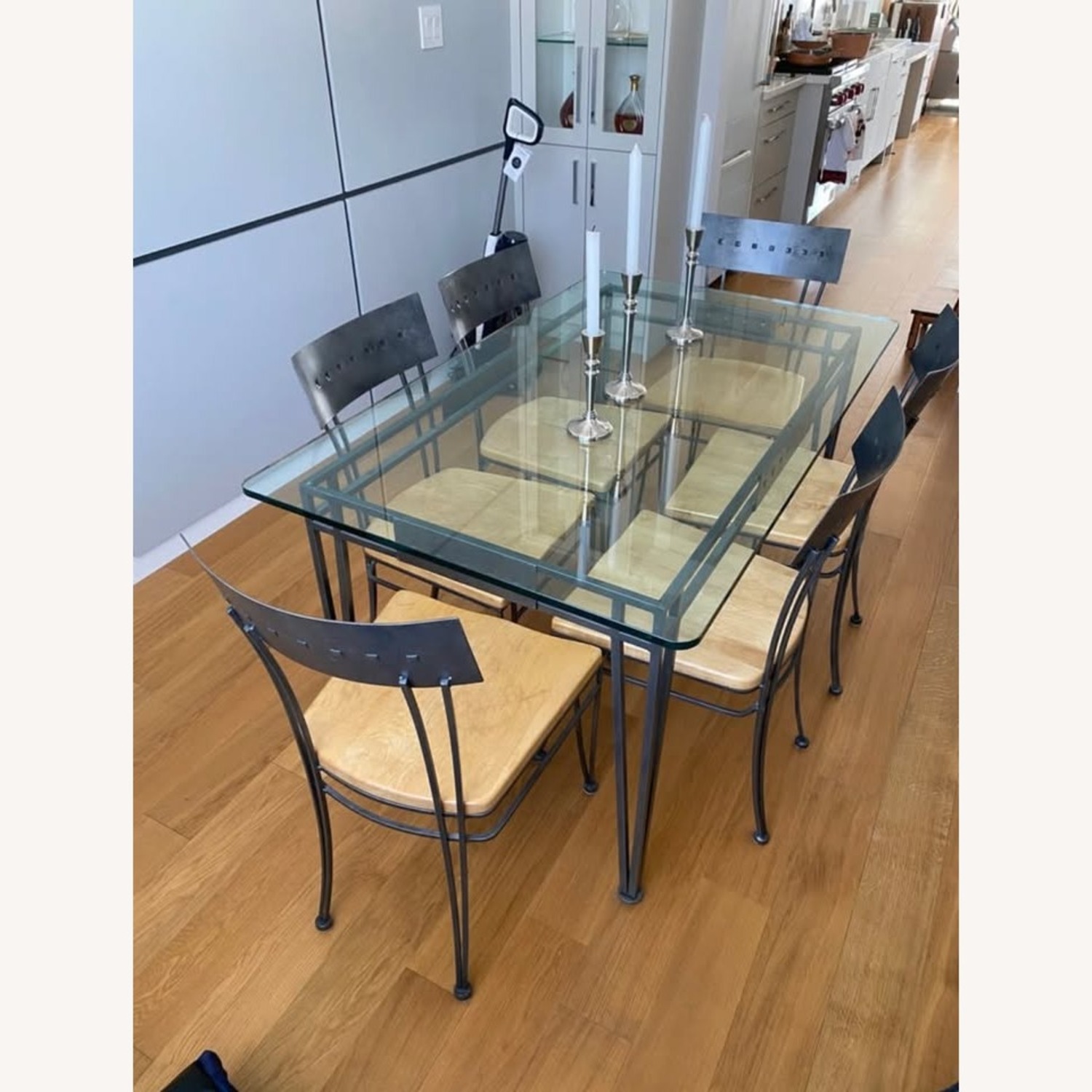 Glass Dining Set With 6 Chairs - Wood and Metal - image-3