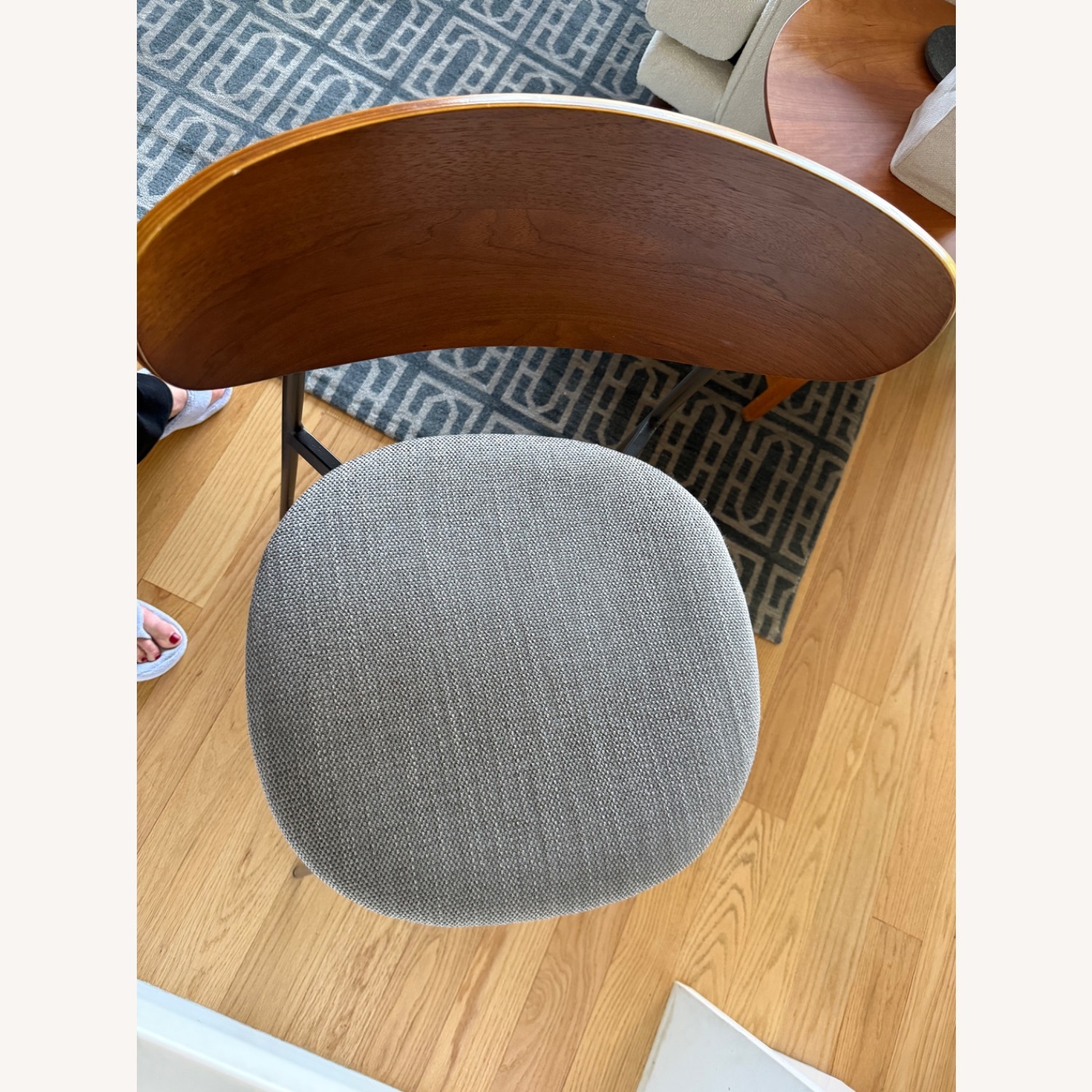 West Elm Modern Petal Dark Gray Wood Stool - image-3