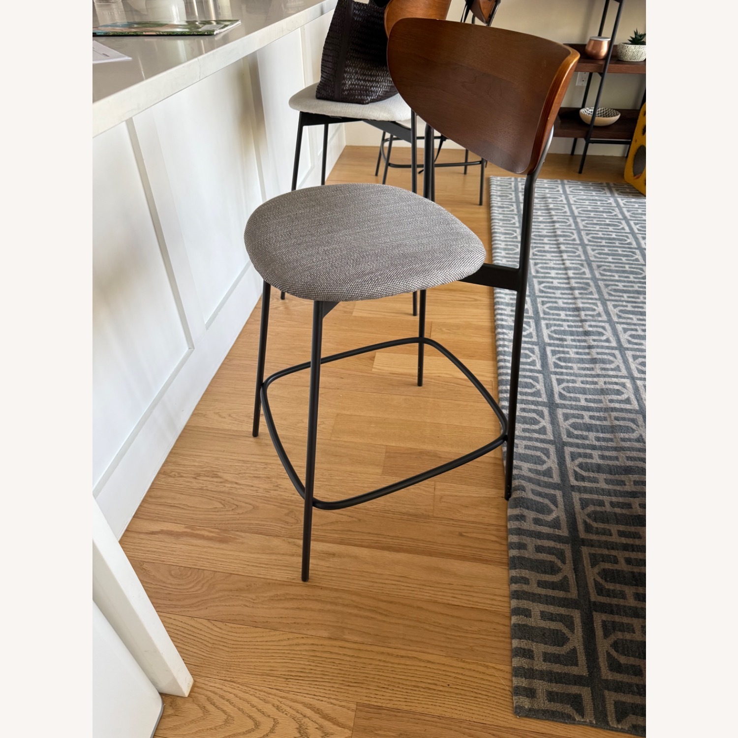 West Elm Modern Petal Dark Gray Wood Stool - image-1