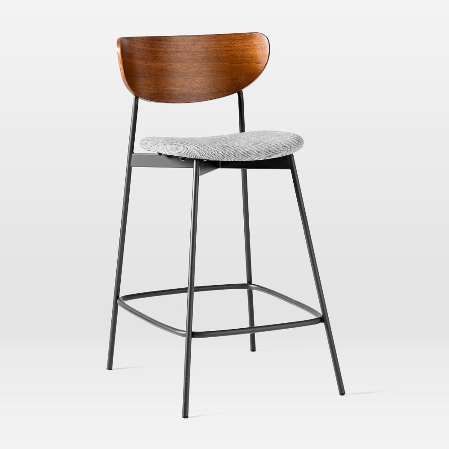 West Elm Modern Petal Dark Gray Wood Stool - image-4