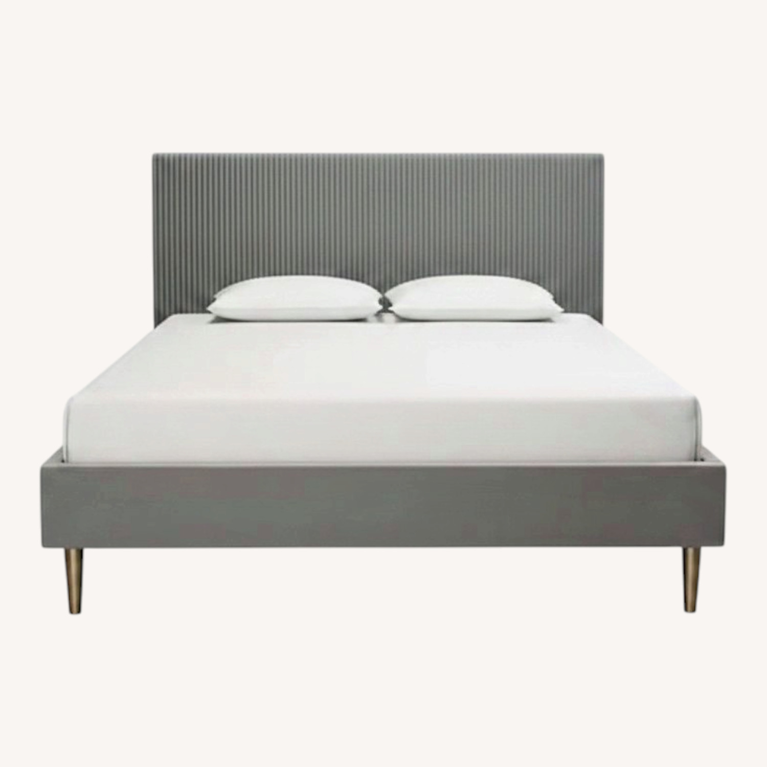Velvet Upholstered Queen Headboard & Modern Frame - image-0
