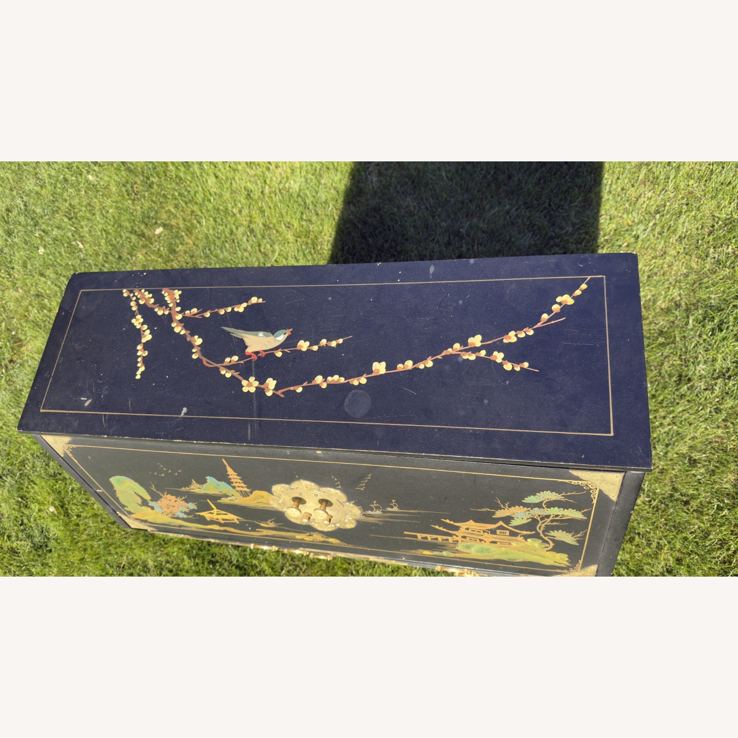 Vintage Chinoiserie Secretary Desk, Hand-Painted - image-6