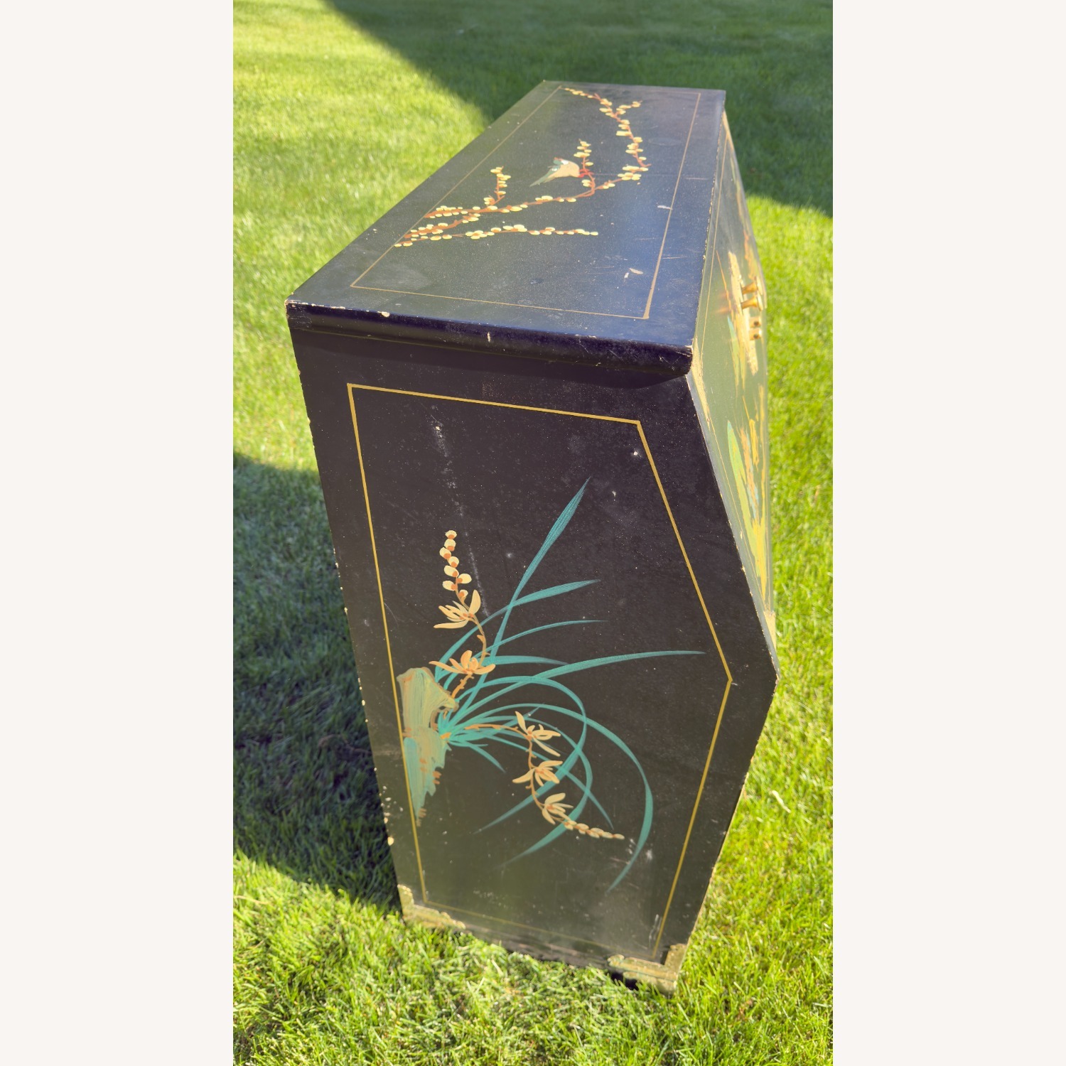 Vintage Chinoiserie Secretary Desk, Hand-Painted - image-4