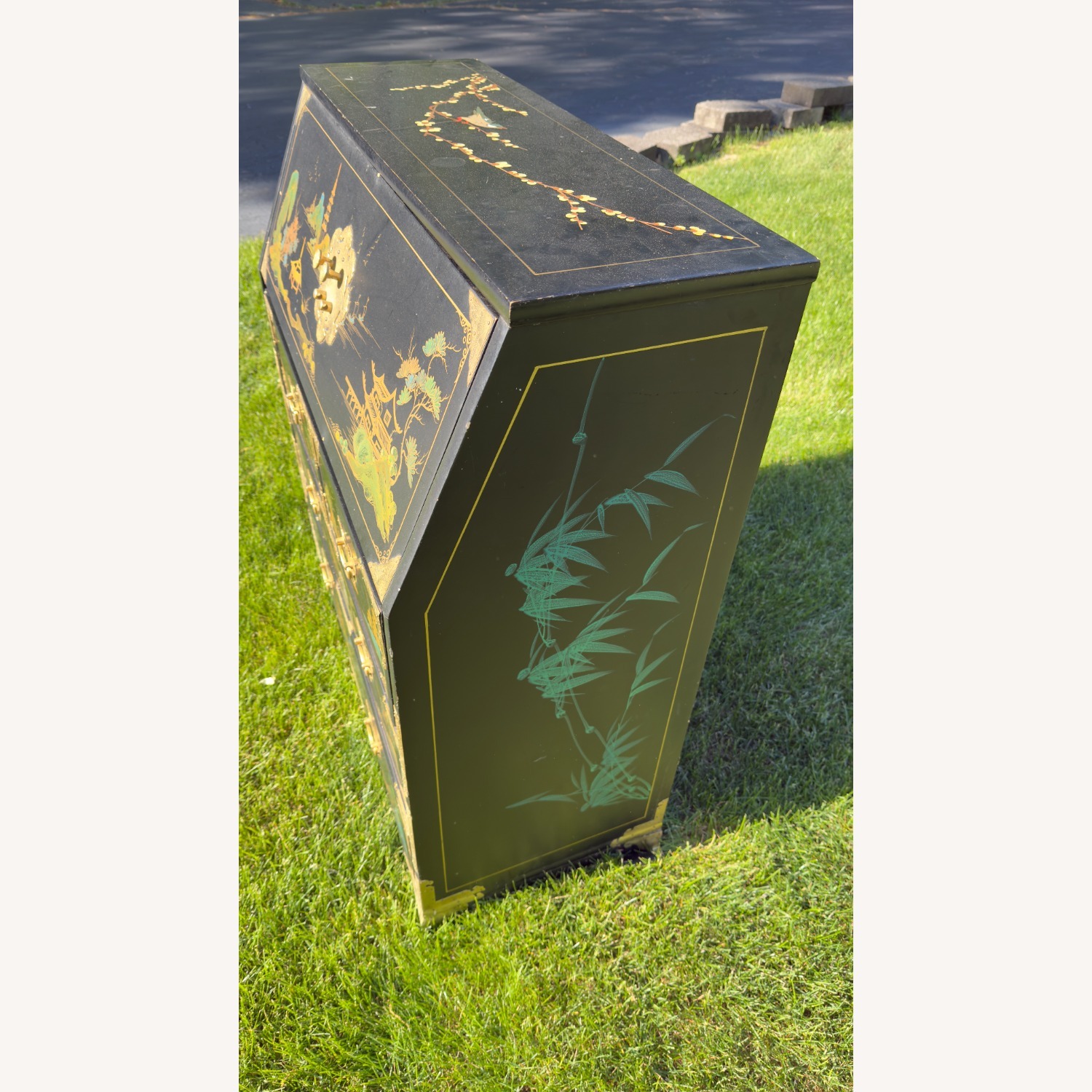 Vintage Chinoiserie Secretary Desk, Hand-Painted - image-5