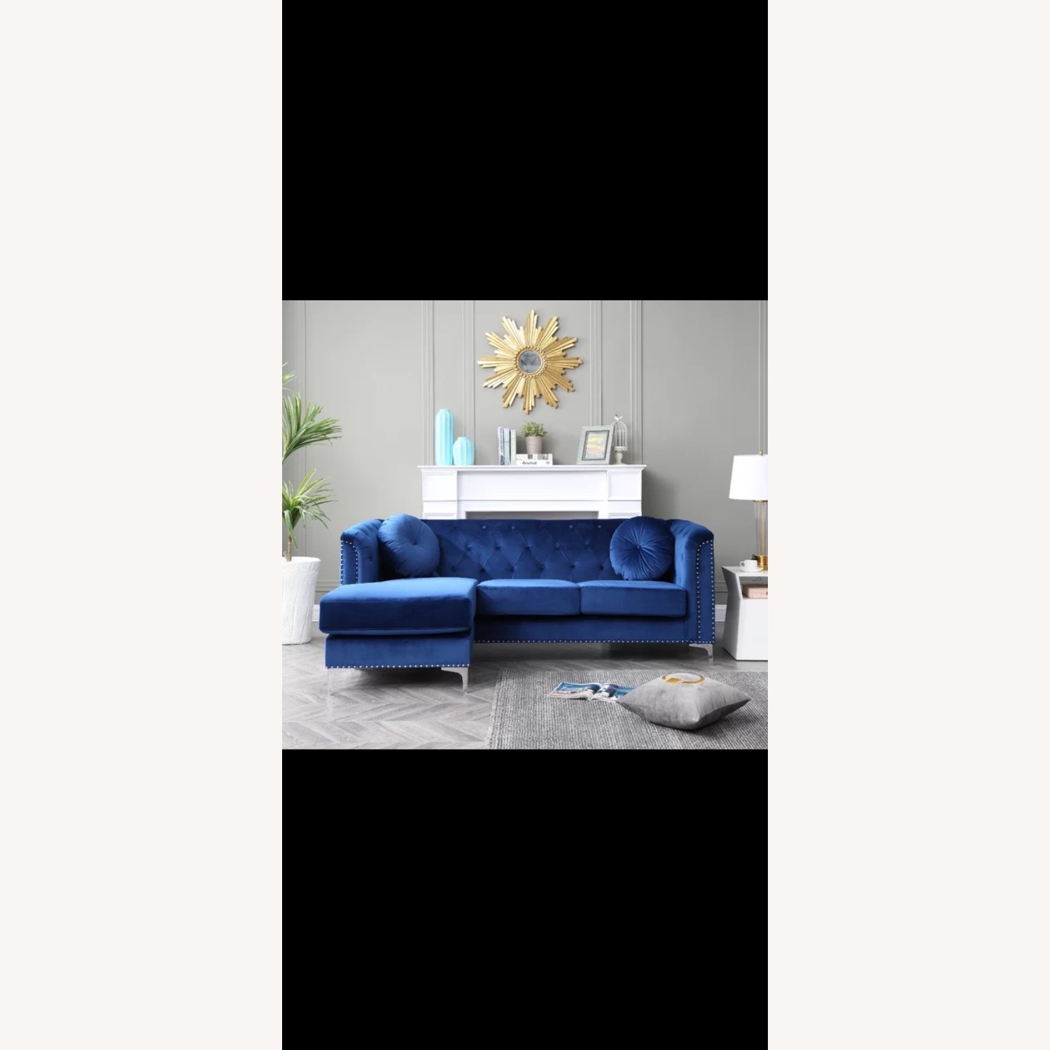 Blue Fabric Chaise Lounge - image-3