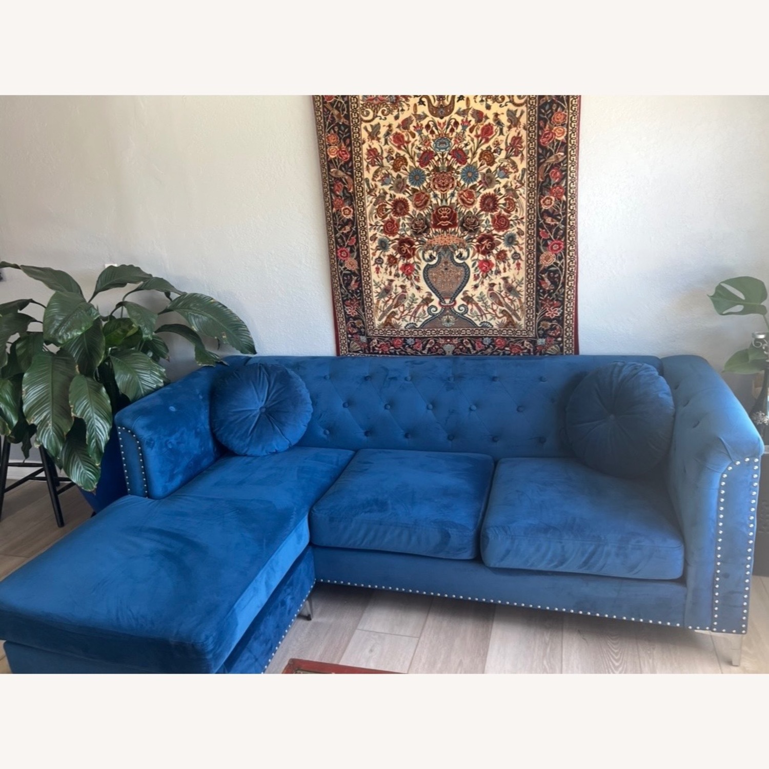 Blue Fabric Chaise Lounge - image-2