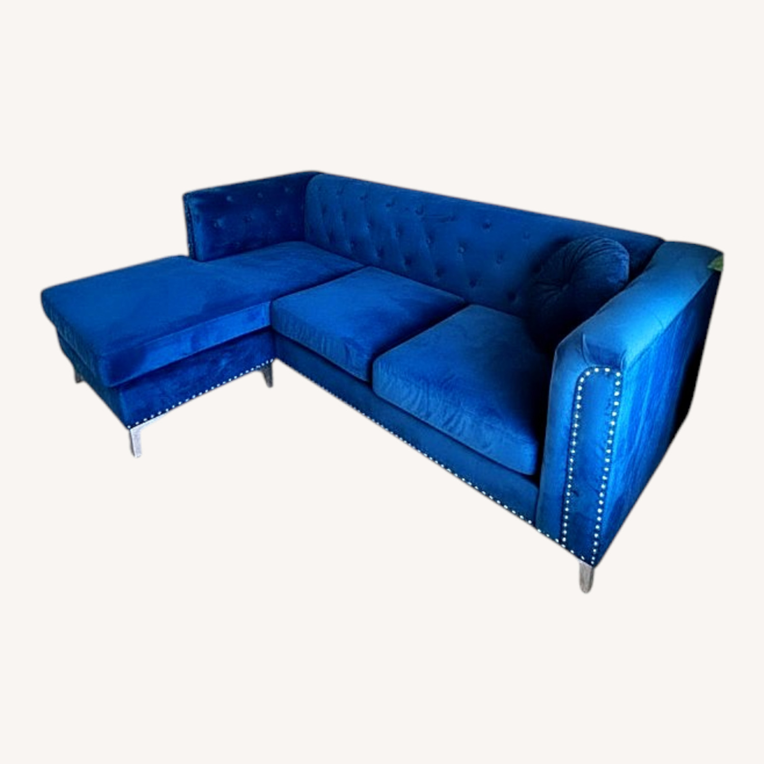 Blue Fabric Chaise Lounge - image-0