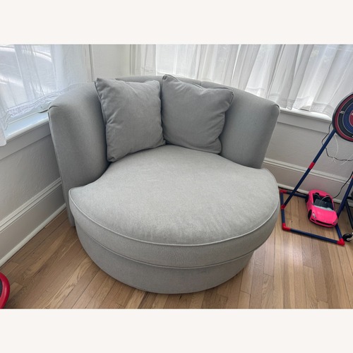Used Room & Board Eos Light Gray Fabric Armchair for sale on AptDeco