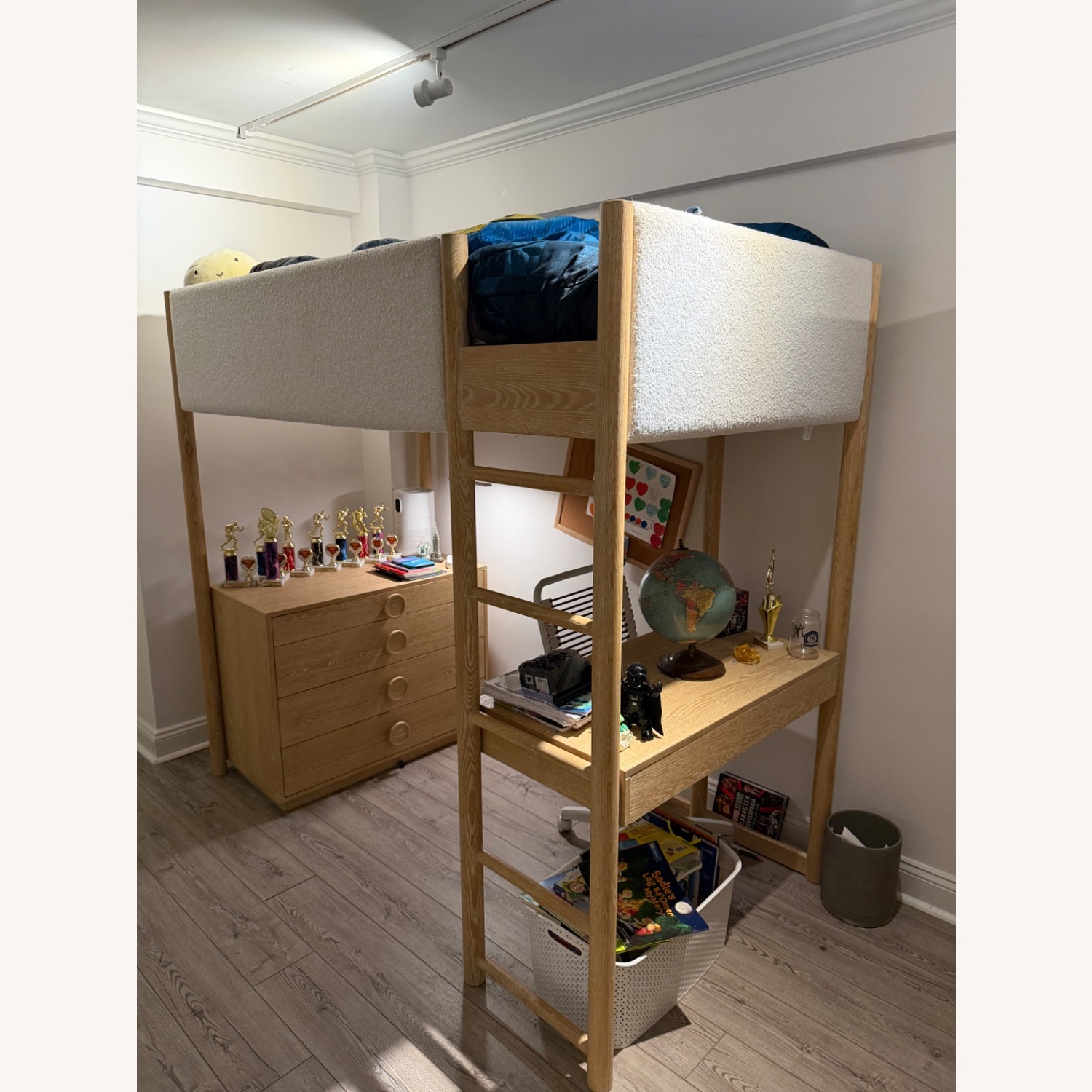 West Elm Loft Bed with Desk & Dresser (Twin) - image-1
