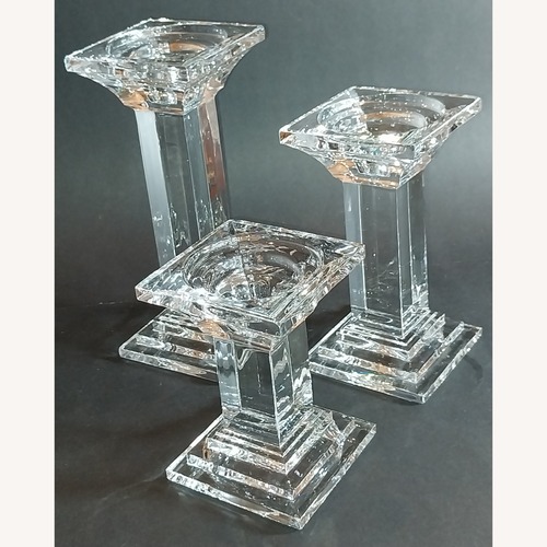 Used Crystal Candle Holders Pillar Style Set of 3  for sale on AptDeco