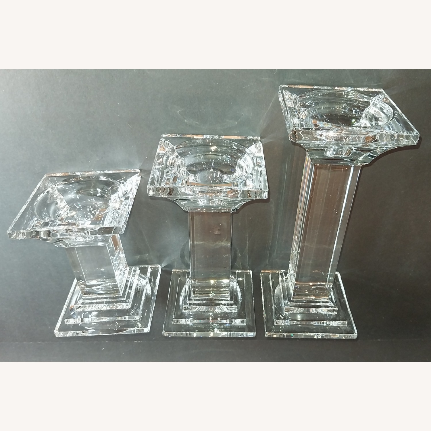 Crystal Candle Holders Pillar Style Set of 3  - image-6