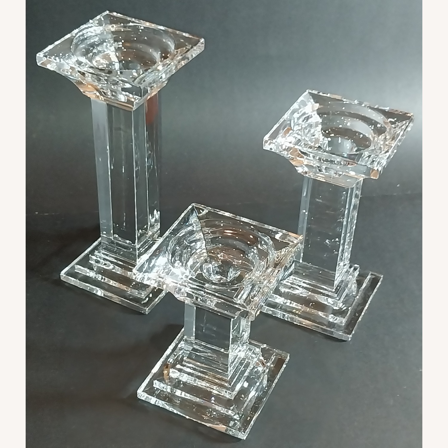 Crystal Candle Holders Pillar Style Set of 3  - image-3