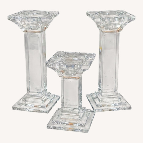 Used Crystal Candle Holders Pillar Style Set of 3 for sale on AptDeco