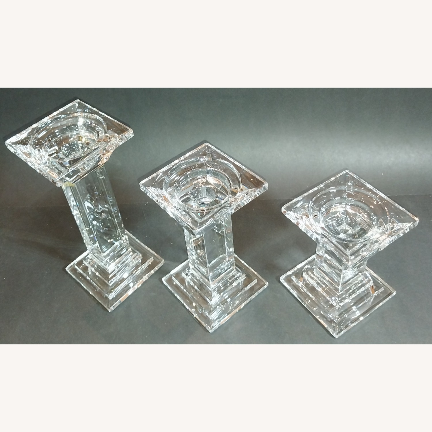 Crystal Candle Holders Pillar Style Set of 3  - image-5