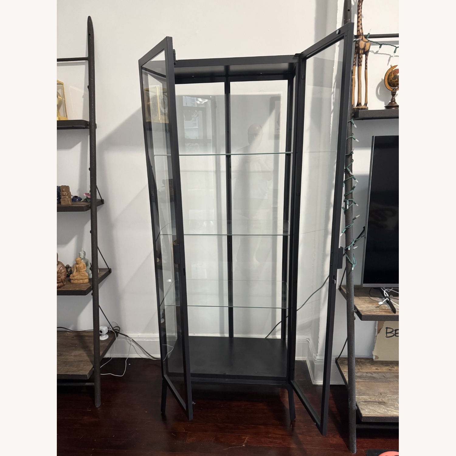 IKEA MILSBO Black Glass Media Storage - image-1