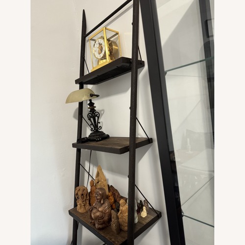 Used Restoration Hardware Reclaimed Elm & Iron Floor Shelving Narrow for sale on AptDeco