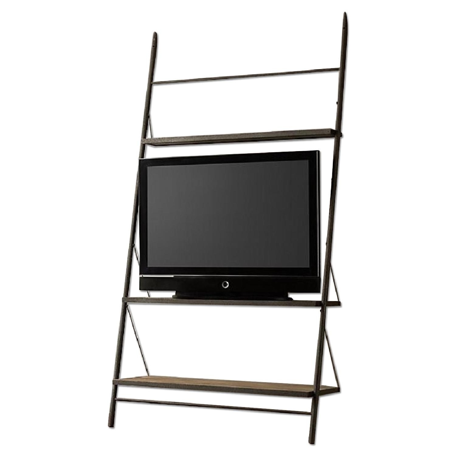 Restoration Hardware Reclaimed Elm & Iron Floor Shelving - image-4