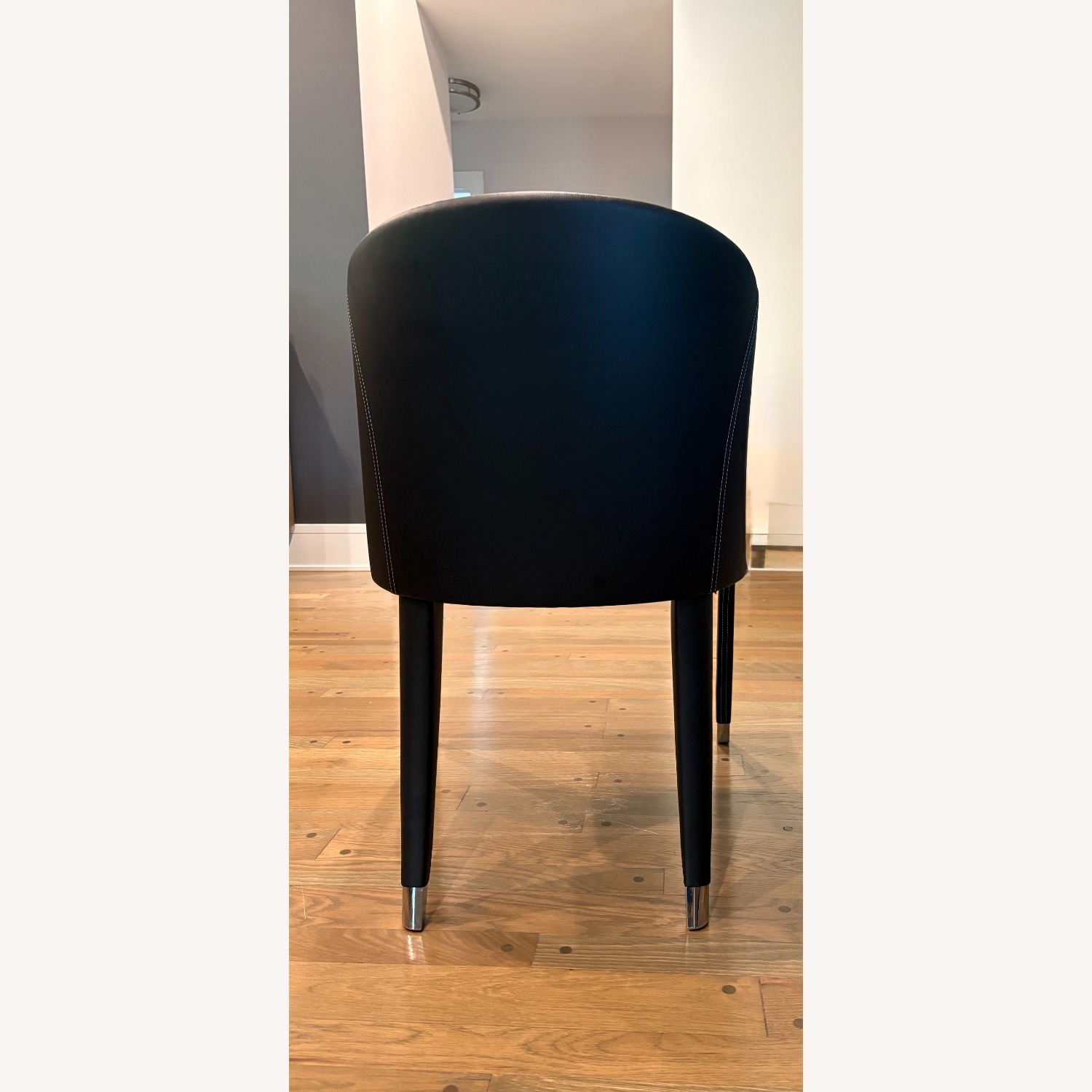 Roche Bobois Steeple Black Leather Dining Chairs - image-4