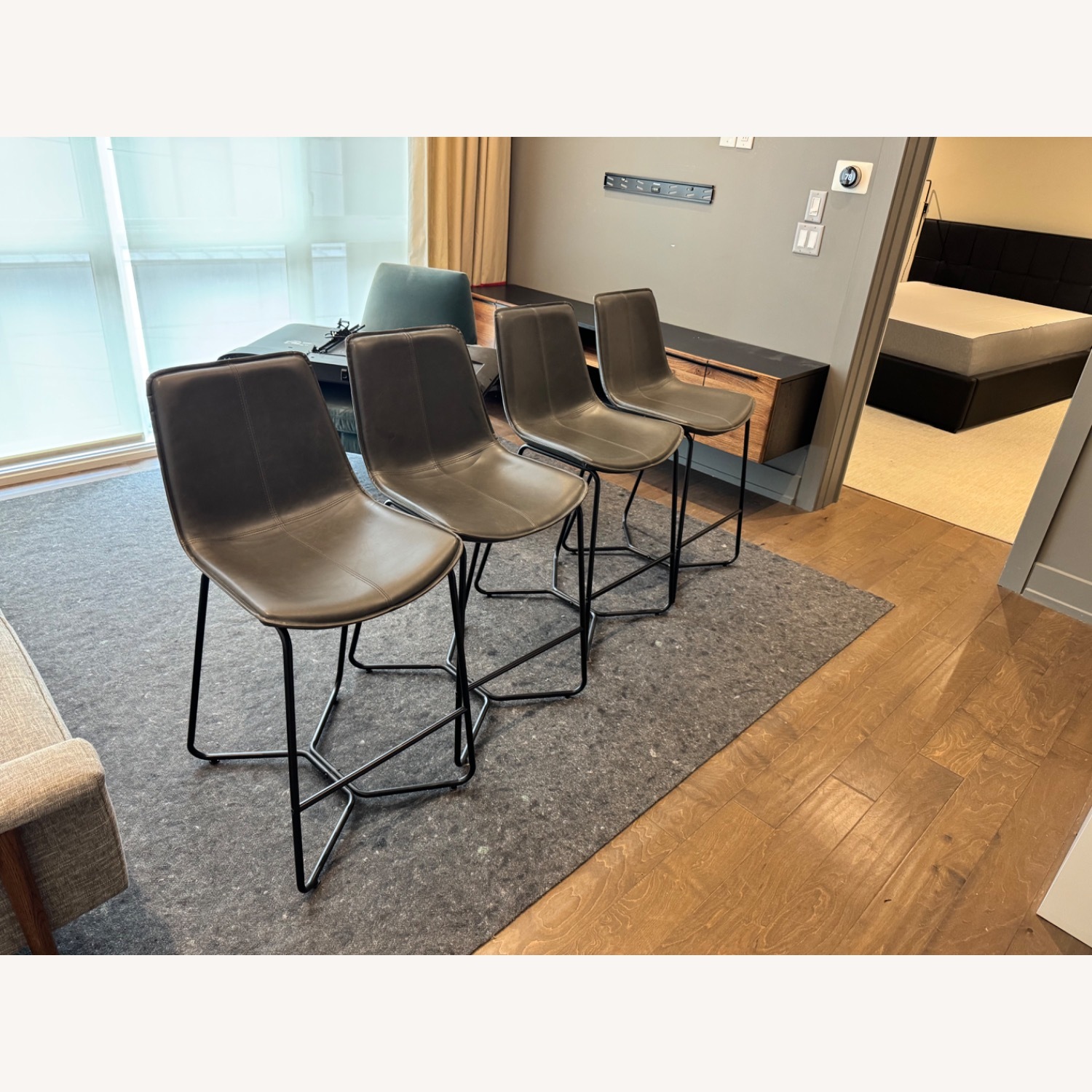 Wayfair Dark Gray Leather Stool - image-2