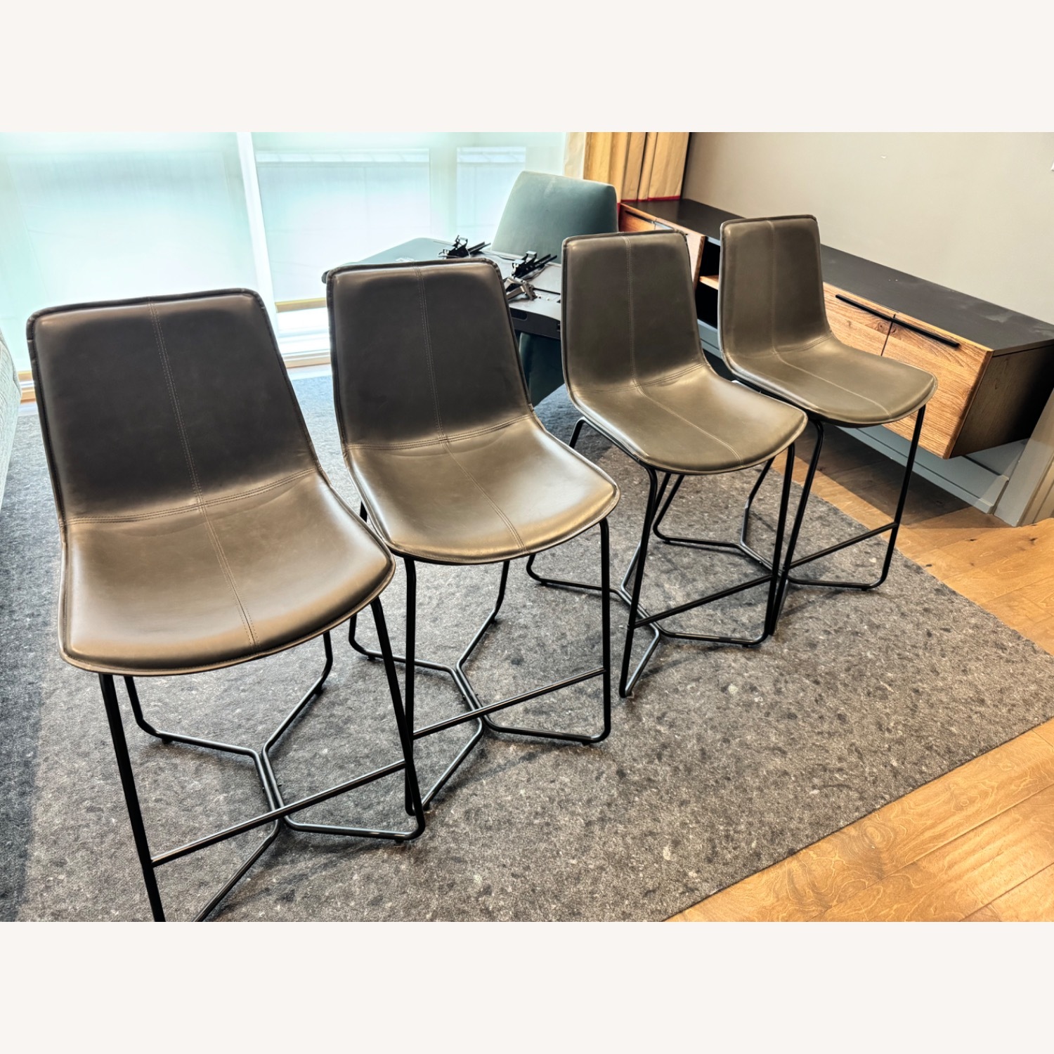 Wayfair Dark Gray Leather Stool - image-3