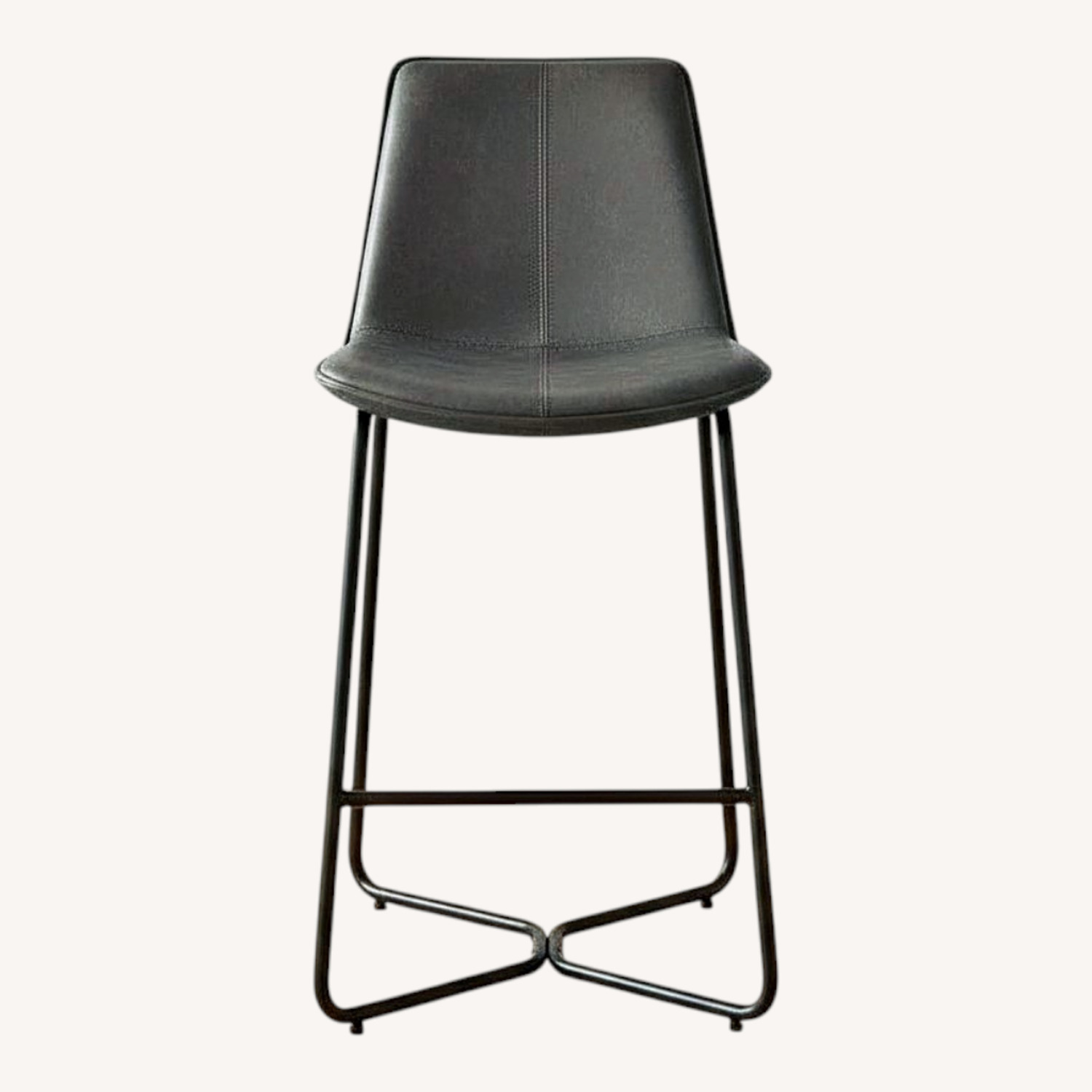 Wayfair Dark Gray Leather Stool - image-0