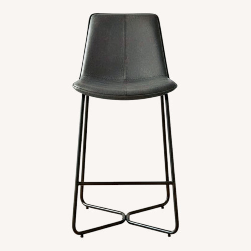 Used Wayfair Dark Gray Leather Stool for sale on AptDeco