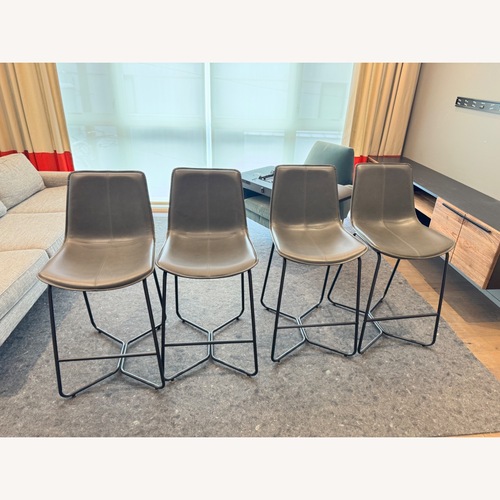 Used Wayfair Dark Gray Leather Stool for sale on AptDeco