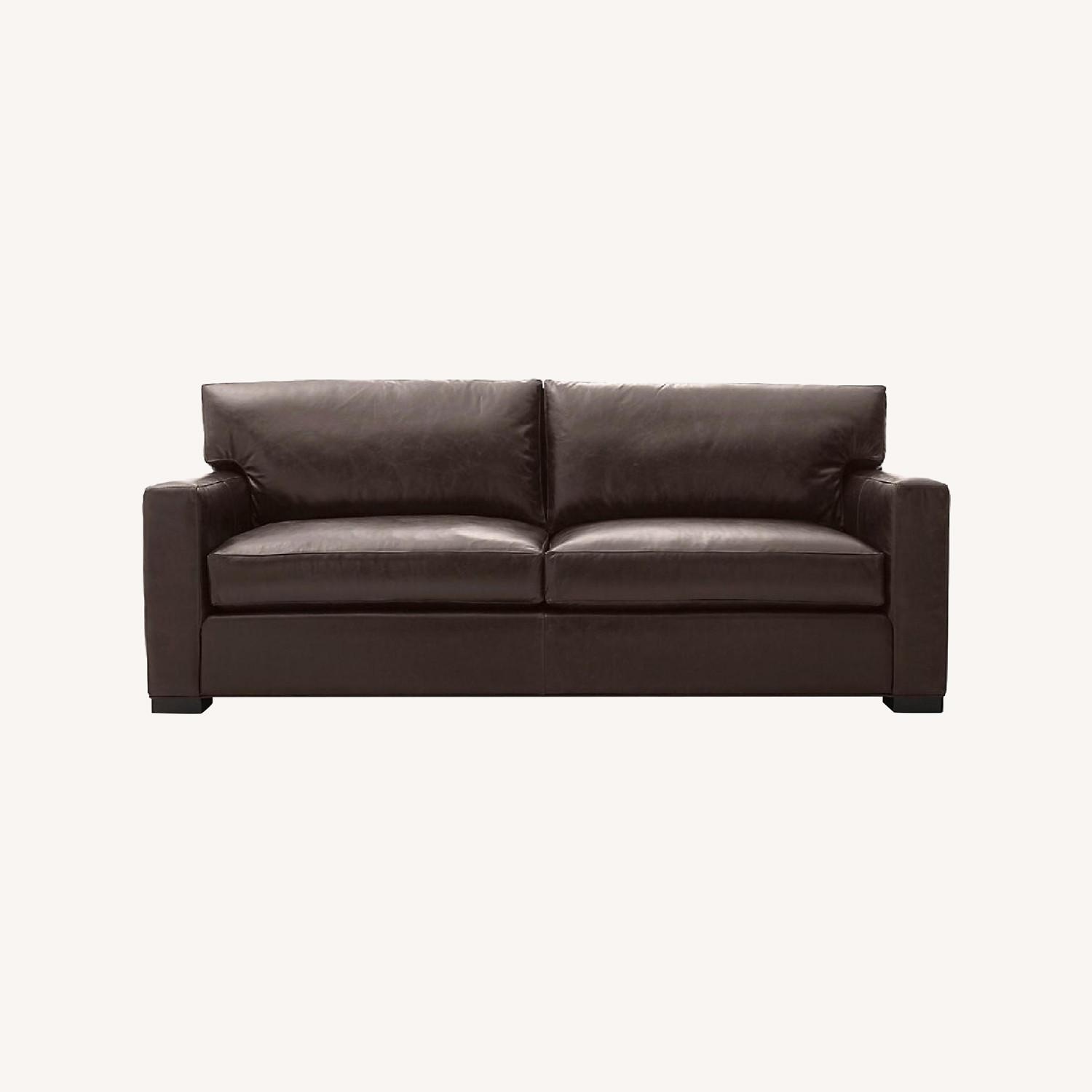 Crate & Barrel Dark Brown Leather Sleeper Sofa - image-4