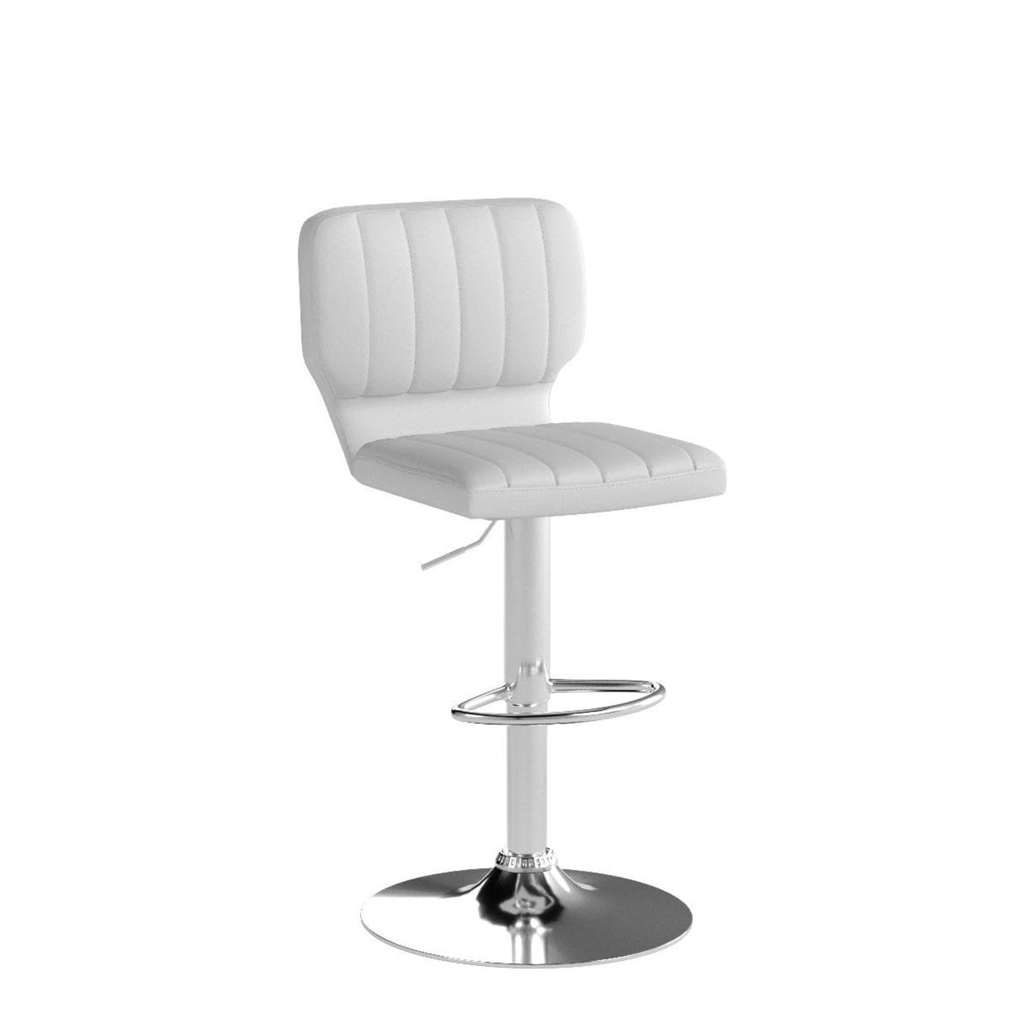 Brage Modern White Adjustable Swivel Leather Bar Stool - image-5