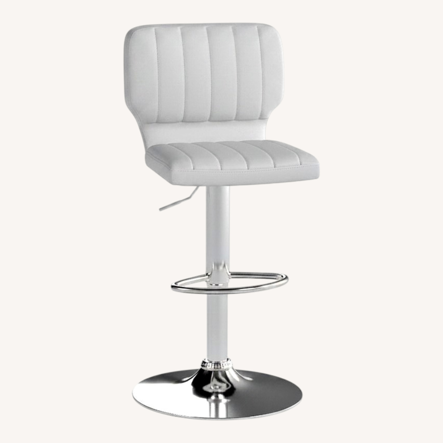 Brage Modern White Adjustable Swivel Leather Bar Stool - image-0