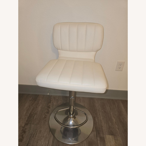Used Brage Modern White Adjustable Swivel Leather Bar Stool for sale on AptDeco