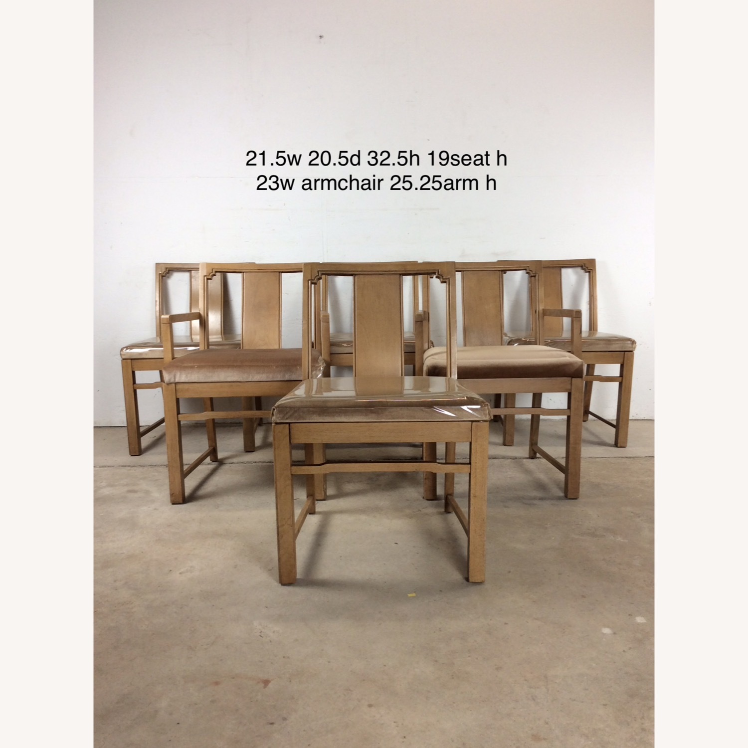 Set of 6 Mid Century Limed Walnut Dining Chairs - image-21