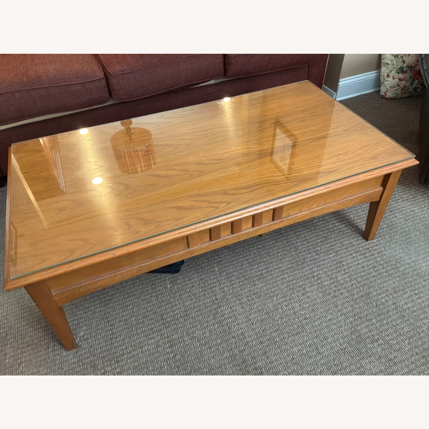 Ethan Allen Light Brown Wood Coffee Table - image-1