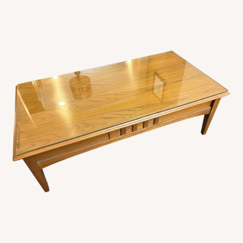Used Ethan Allen Light Brown Wood Coffee Table for sale on AptDeco