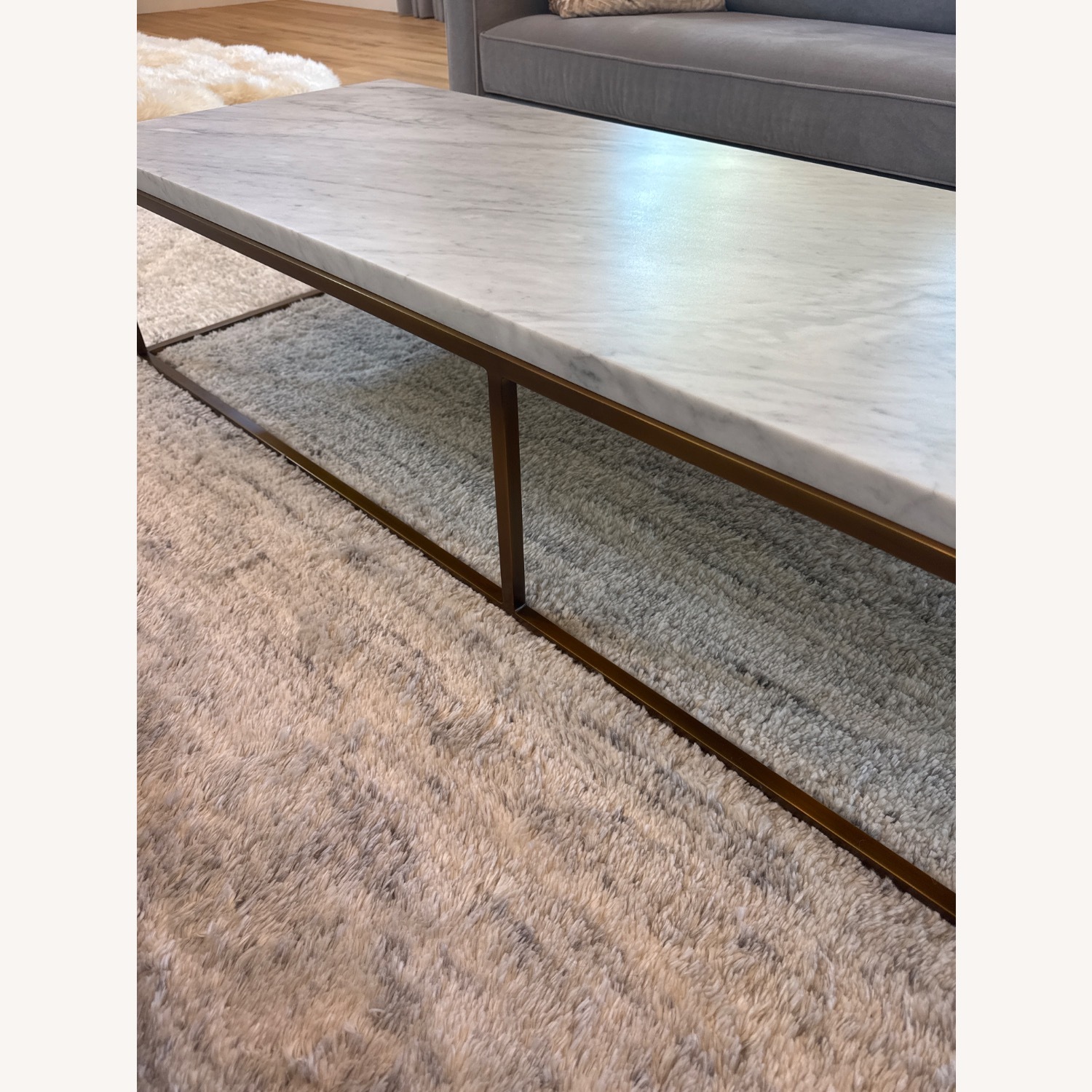 Restoration Hardware Nicholas Marble Brass Rectangle Coffee Table  - image-5