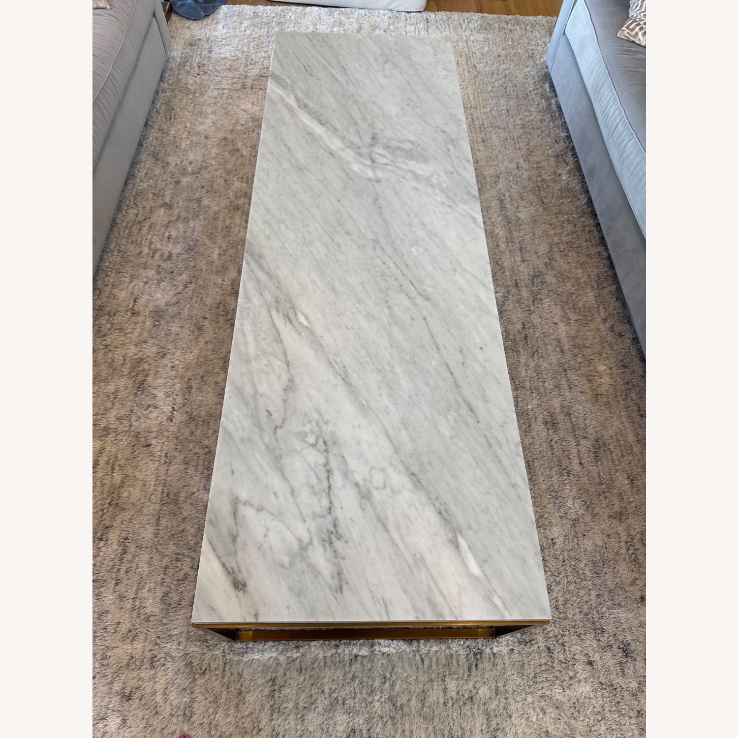 Restoration Hardware Nicholas Marble Brass Rectangle Coffee Table  - image-4