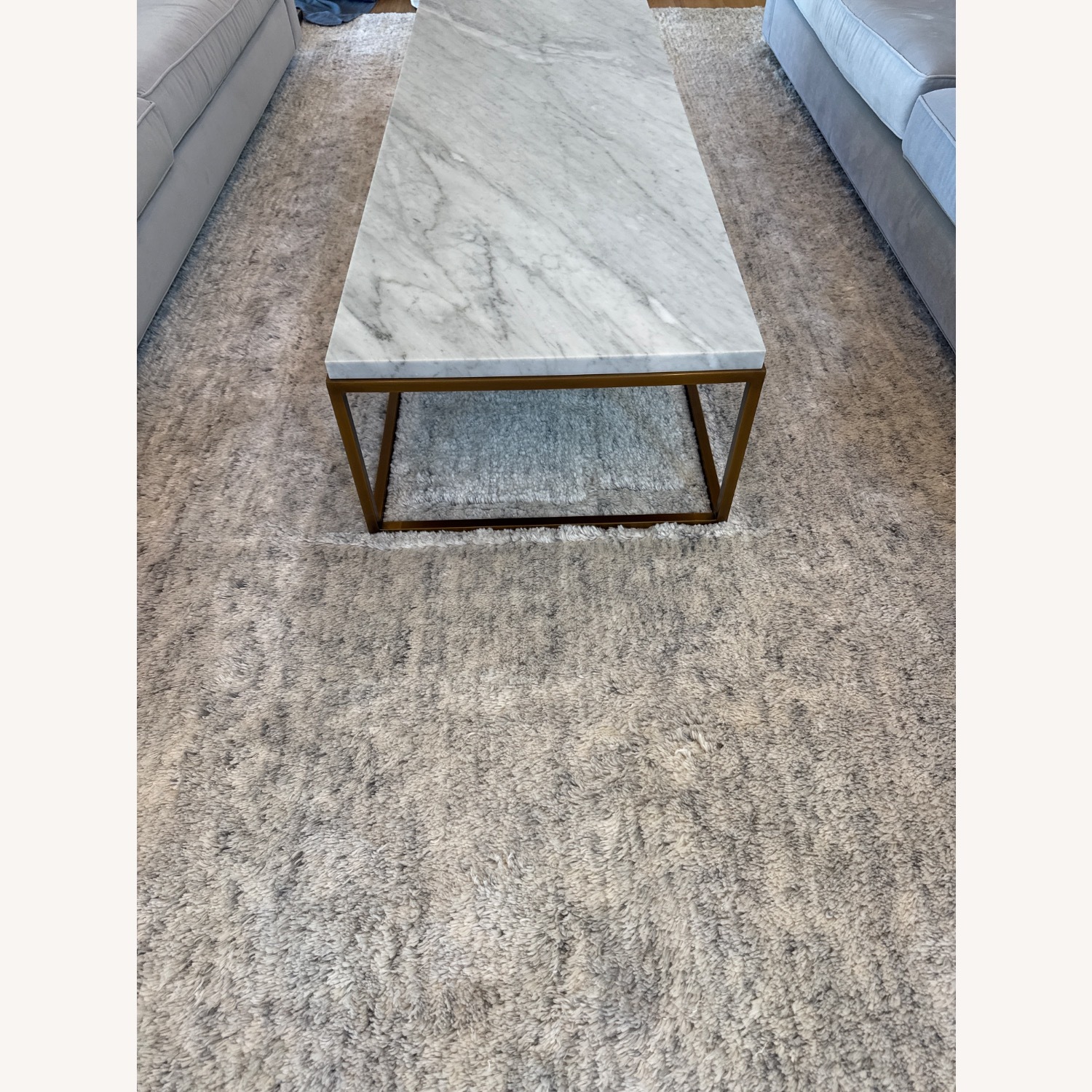 Restoration Hardware Nicholas Marble Brass Rectangle Coffee Table  - image-3