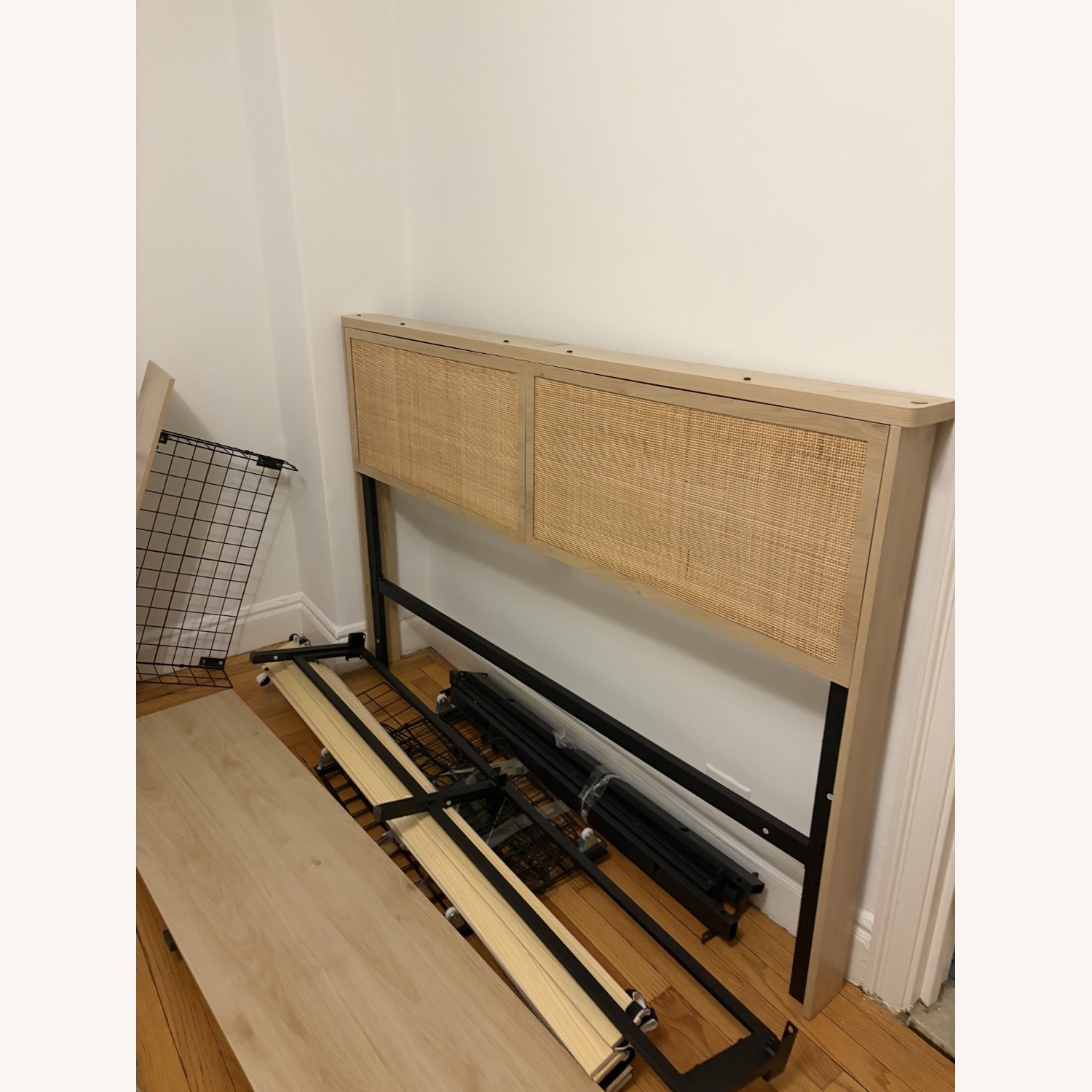 Natural Wood Rattan Queen Bed - image-2