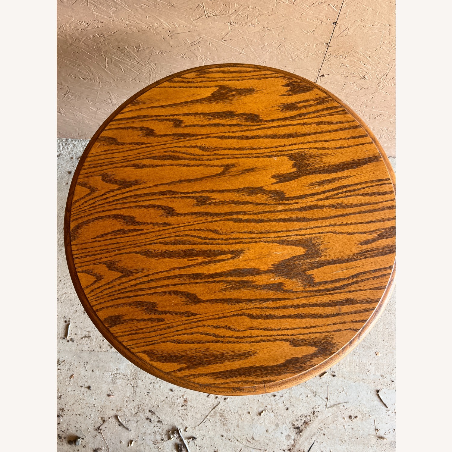 Vintage Golden Oak Pedestal End Table - Claw Foot - image-5