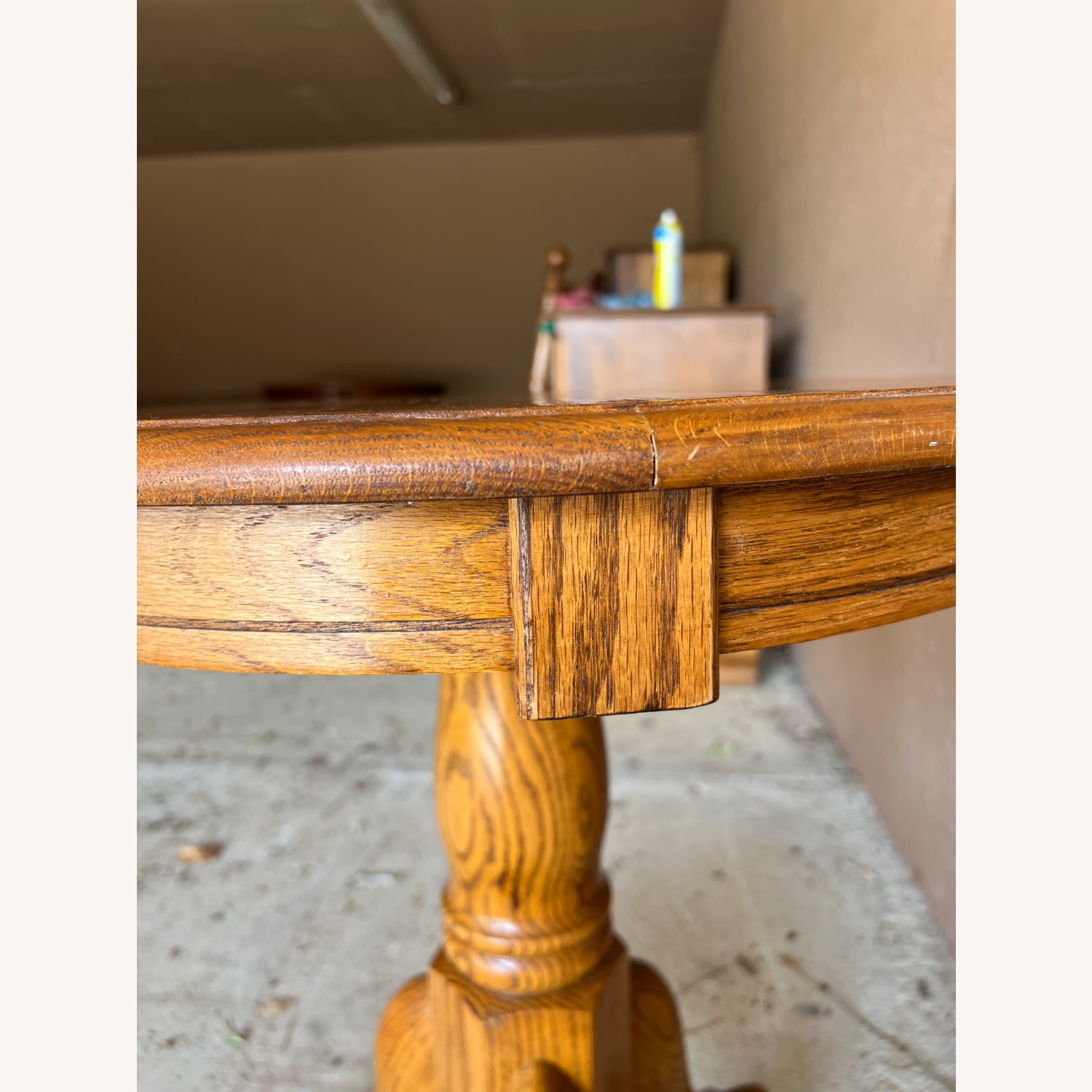 Vintage Golden Oak Pedestal End Table - Claw Foot - image-3