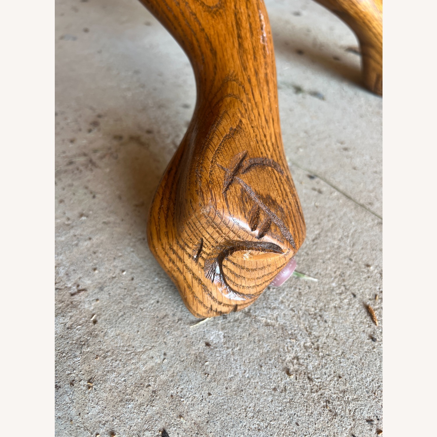 Vintage Golden Oak Pedestal End Table - Claw Foot - image-8