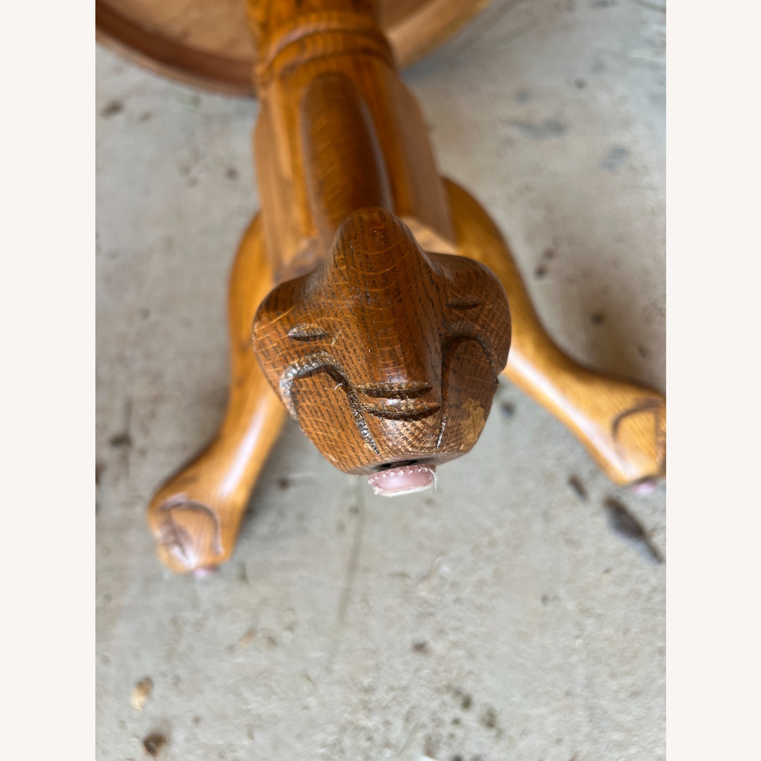 Vintage Golden Oak Pedestal End Table - Claw Foot - image-7