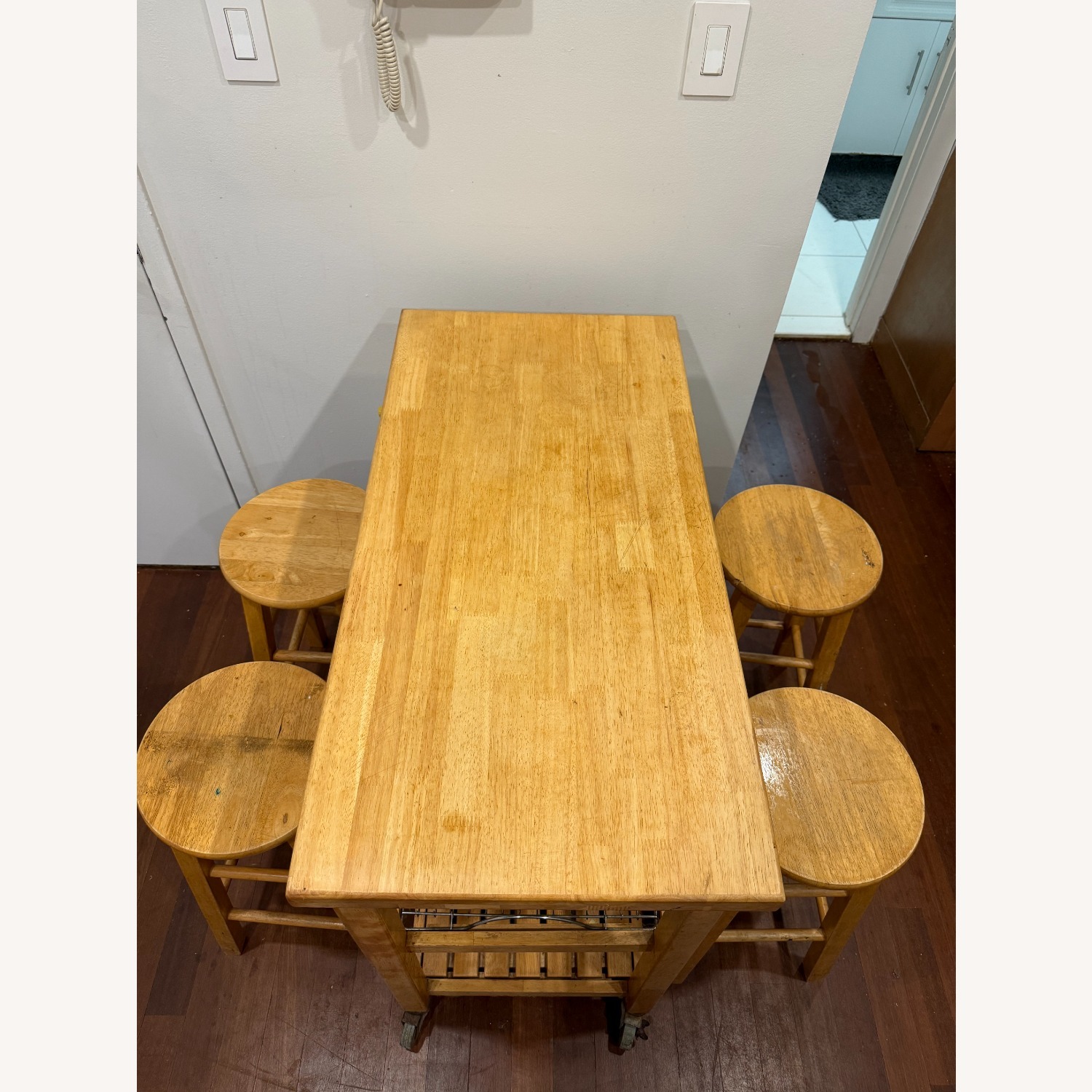 Wooden Dining Room Set with Stools - image-4