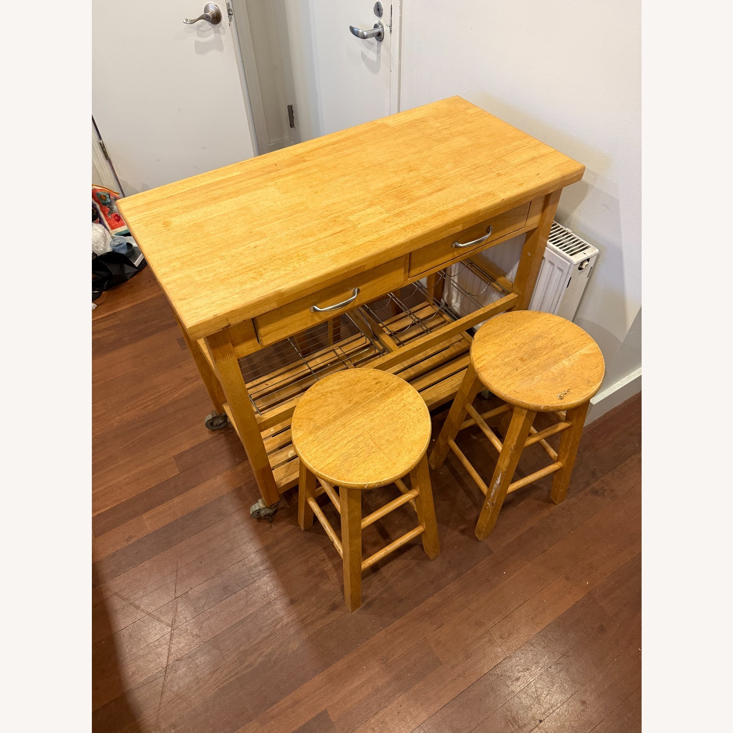 Wooden Dining Room Set with Stools - image-2